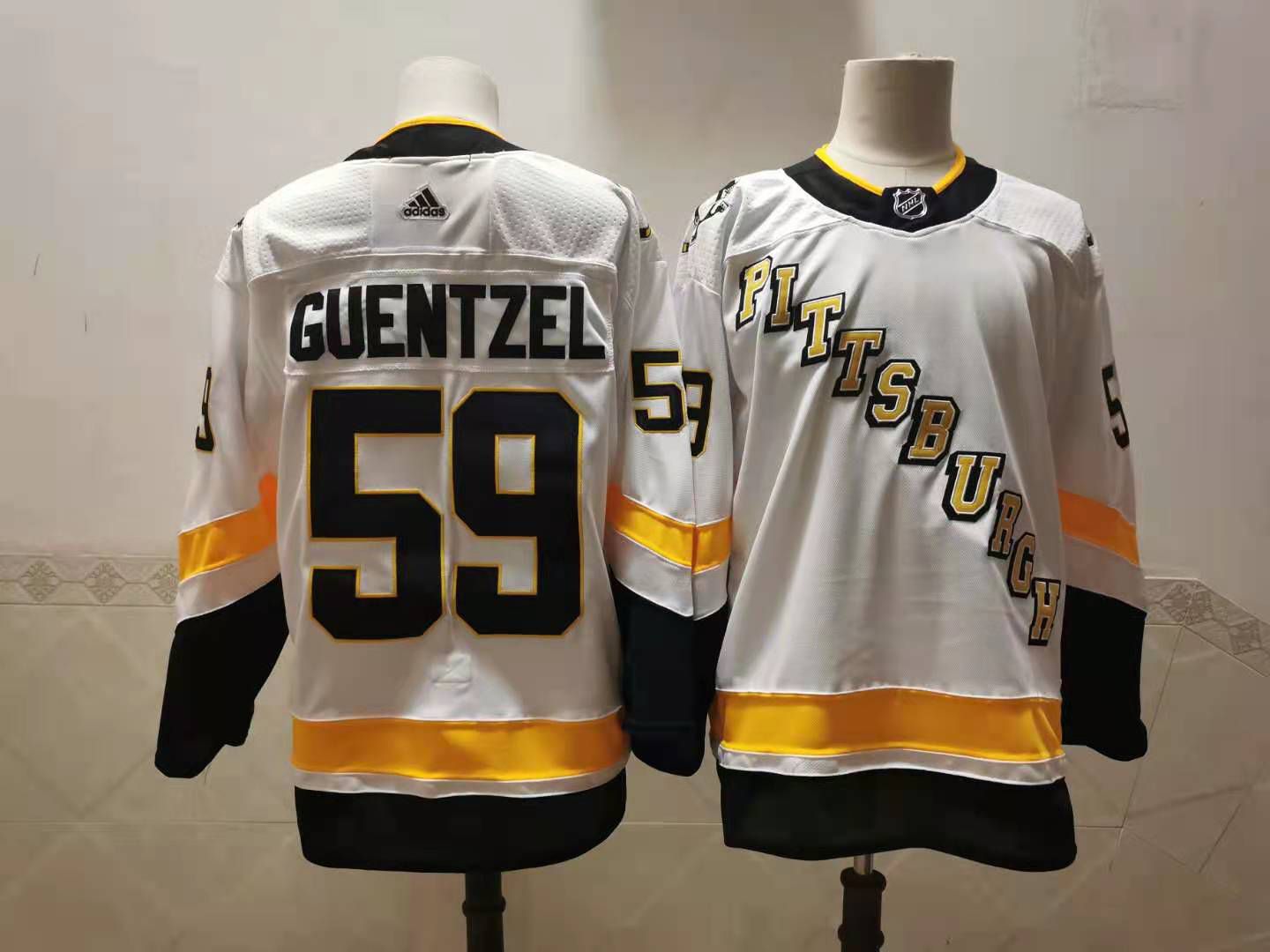 Cheap Men Pittsburgh Penguins 59 Guentzel White Authentic Stitched 2020 Adidias NHL Jersey